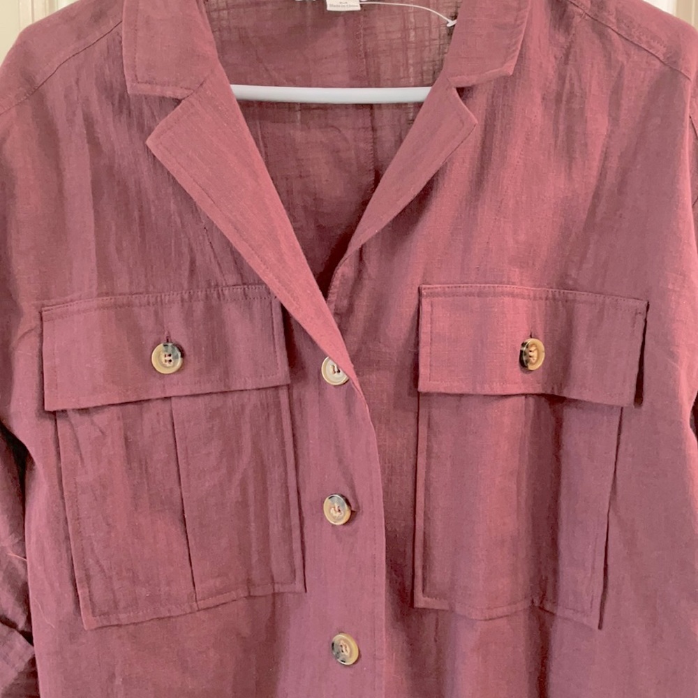 Eggplant purple button down.